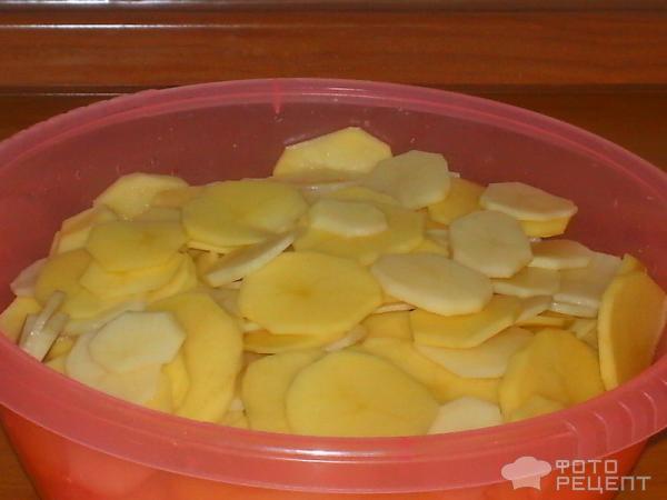 Толстолоб запеченный с луком и картофелем фото
