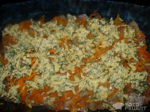 Филе минтая Нежное, запеченное с овощами и сыром фото