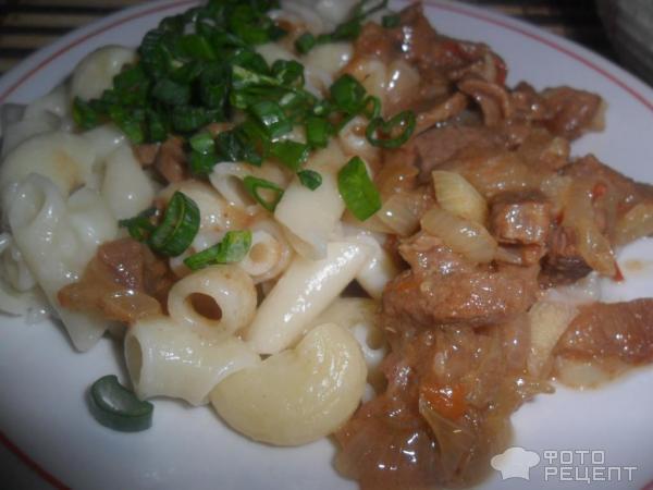 Мясо жареное с луком и чесноком фото