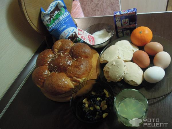 Хлебный пудинг с изюмом, безе и ликером Лимончелла фото