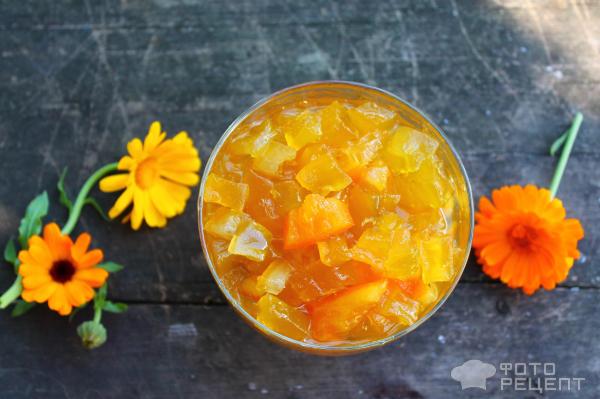 Рецепт: Янтарное варенье - из кабачков с лимоном и апельсином!