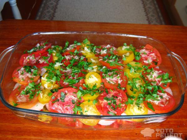 Баклажаны запеченные с овощами и твердым сыром