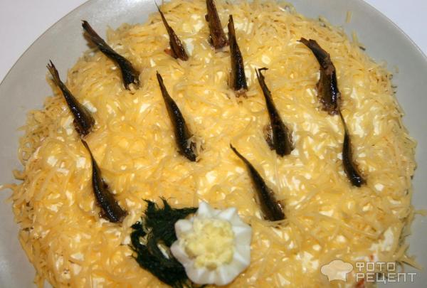 рецепт слоеного салата со шпротами и сыром | Дзен