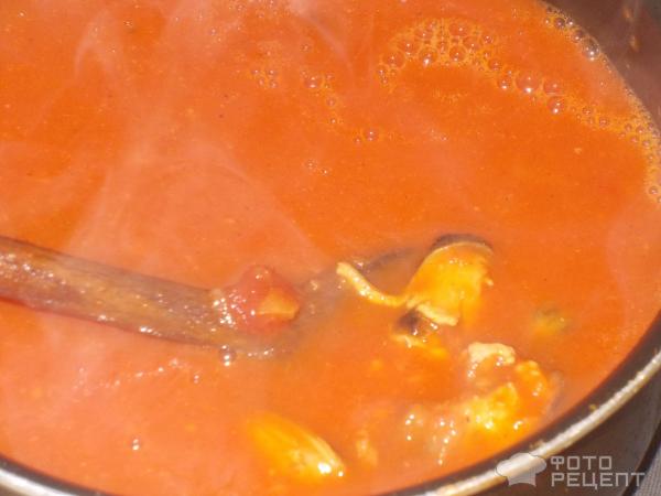 Томатный крем-суп с морепродуктами
