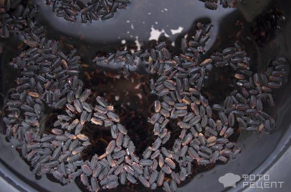 Черный рис нероне с креветочным соусом фото