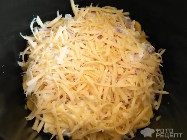 Картофель с мясом, запеченный под сыром фото