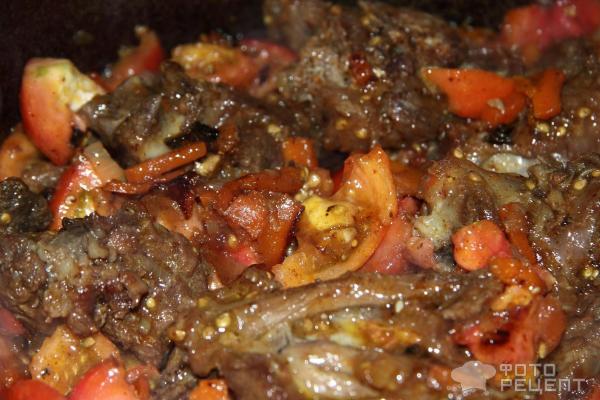 Тушеный картофель с бараниной и овощами фото