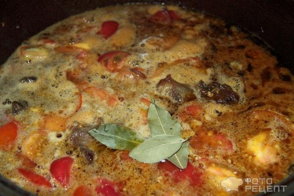 Тушеный картофель с бараниной и овощами фото