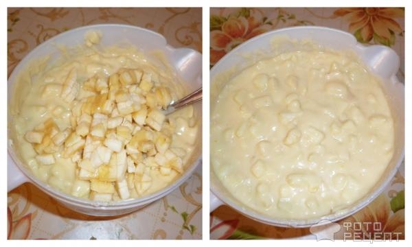 Шарлотка с яблоками и бананами фото