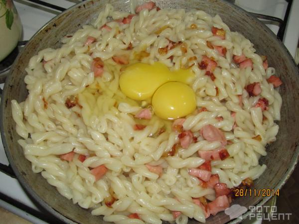 Макароны с ветчиной фото