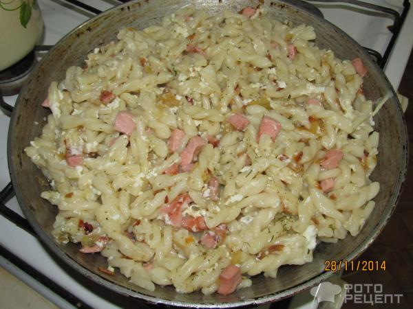 Макароны с ветчиной фото