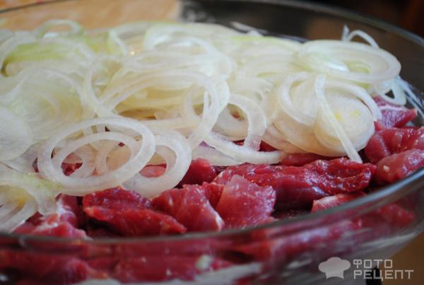 Ингредиенты для рецепта Мясо тушеное в луковом соусе