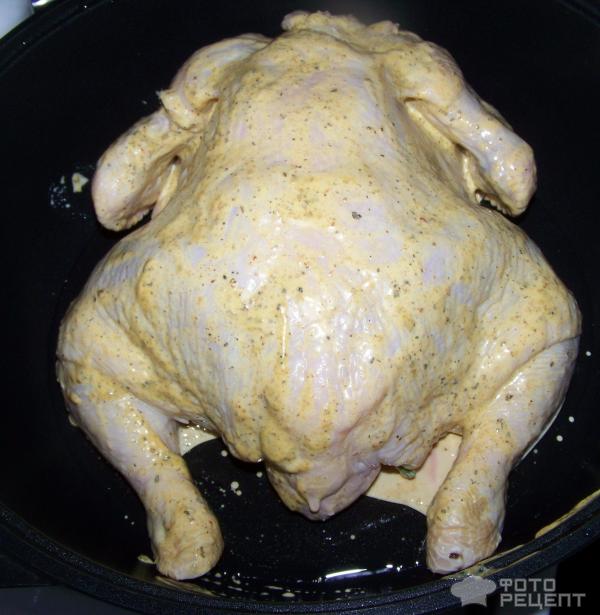 Цыпленок с овощами и специями в жаровне в духовке фото