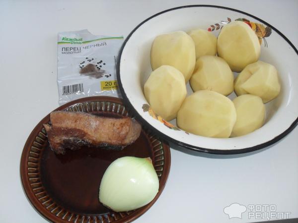 Картошка жареная со свиной щечкой фото