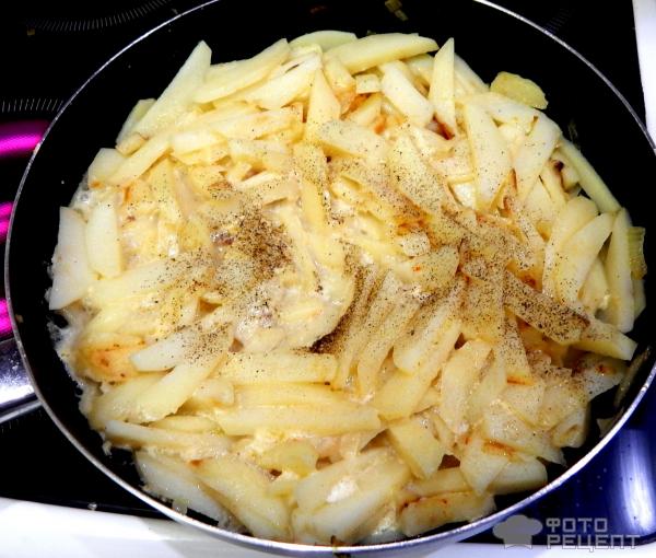 Рецепт: Жареная картошка с молоком - на сковороде