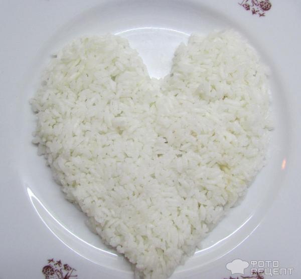 формируем сердце из риса