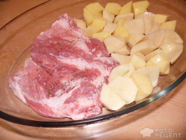 Свинина под сырной корочкой с картофелем фото