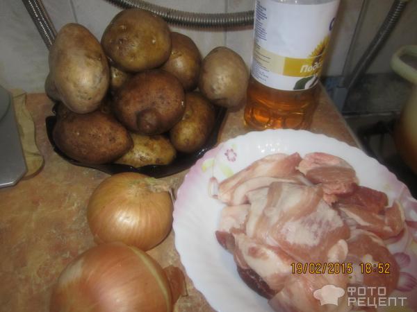 Жареный картофель с грудинкой фото