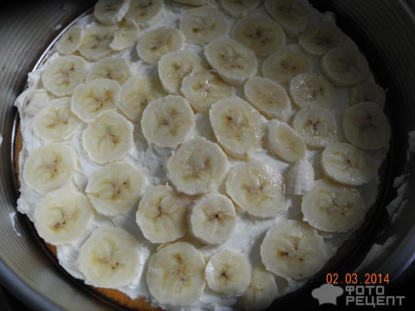 творожный торт с бананом и виноградом
