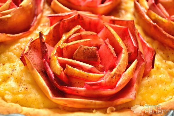 Пирог с яблочными розами фото
