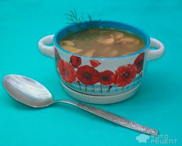 Постный гороховый суп с грибами фото