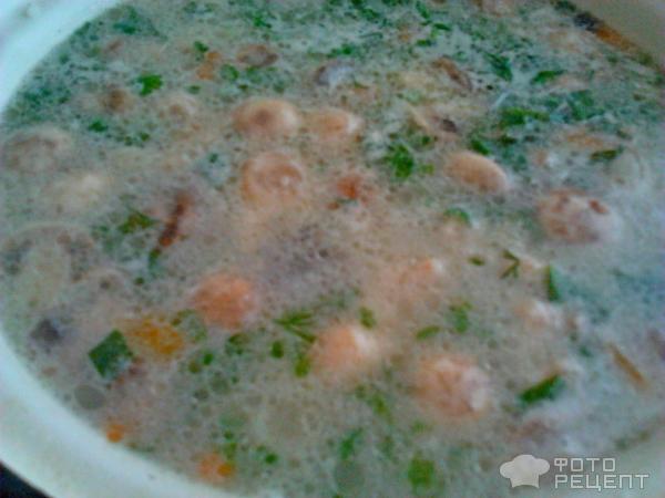 Сырный суп с курицей и шампиньонами фото