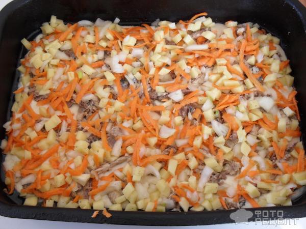 Рыбный пирог с картофелем и морковью фото