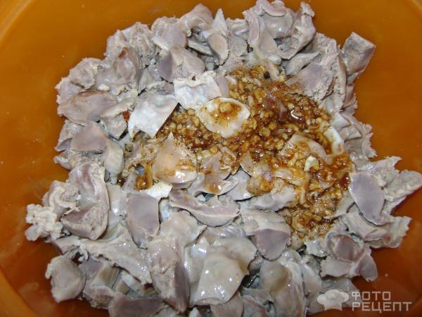 Куриные желудки в остром соусе фото