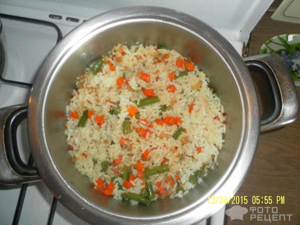 Рис с зеленой фасолью фото
