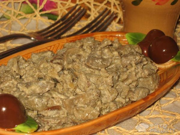 Баклажаны с грибами в сметане фото