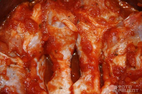 Овощное соте с куриными голенями в неаполитанском соусе фото