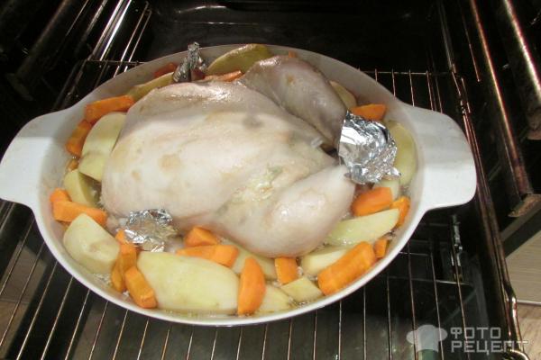 Курица с овощами в фольге в духовке фото