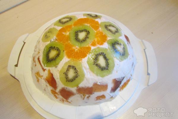 Торт фруктовый с творожным желе фото