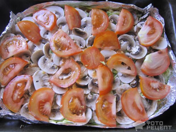 Овощи, запеченные с грибами и сыром фото