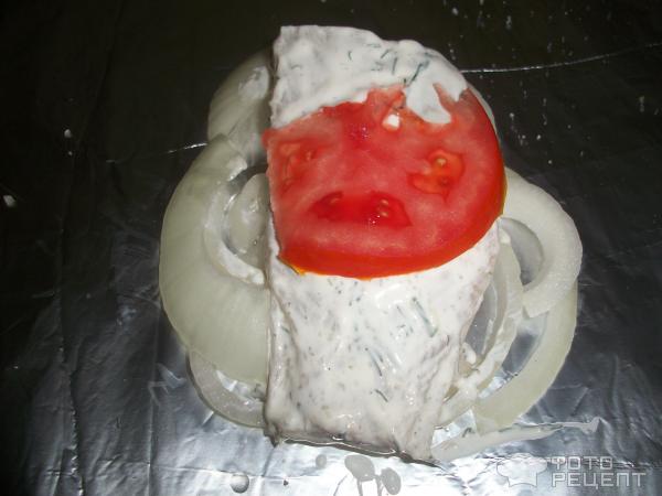 Камбала запеченная в фольге со сметаной и сыром фото