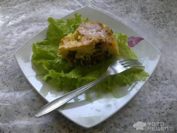Заливной пирог с мясом и капустой фото
