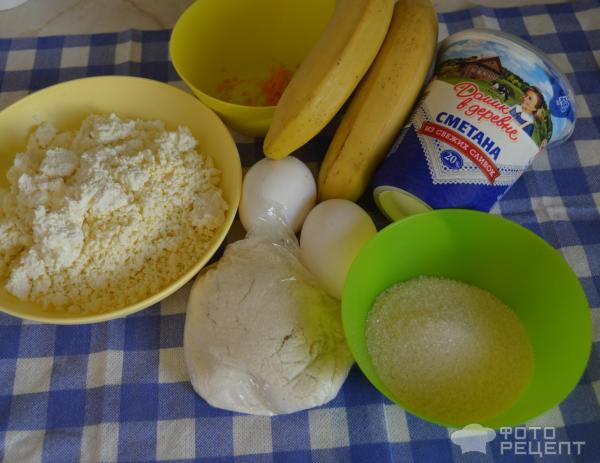 Пирог с творогом и бананом фото