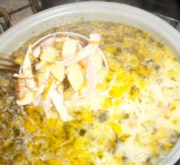 Суп овощной с плавленым сыром фото