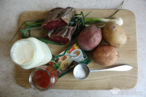 Картофель с сырокопченым мясом фото