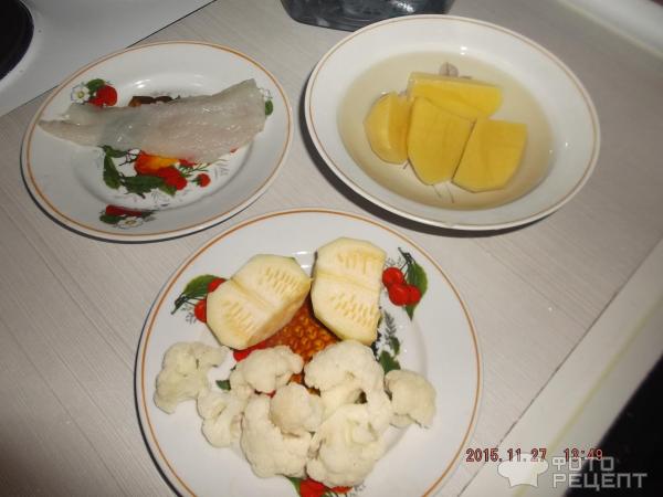 Рыба с овощами на пару фото