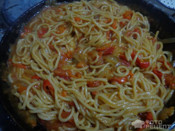 Макароны (паста, спагетти) отварные с томатами фото