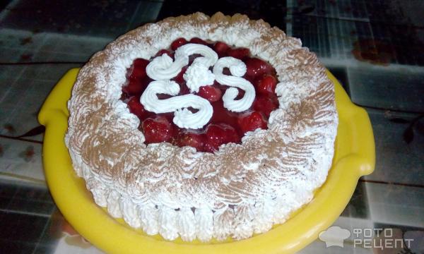 Торт бисквитный с творожным суфле фото
