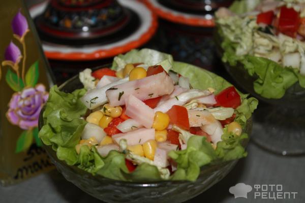 Сочный овощной салат из пекинской капусты с помидором и кукурузой — Кулинарные рецепты любящей жены