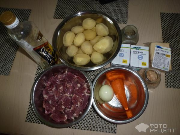 Жаркое с куриными сердечками в сливках фото