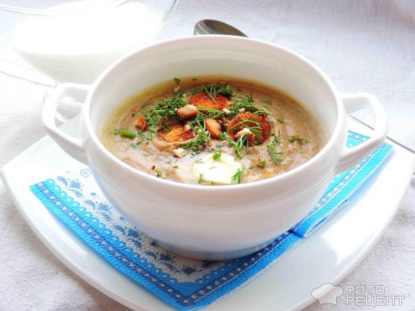 Грибной суп-пюре с сухариками фото