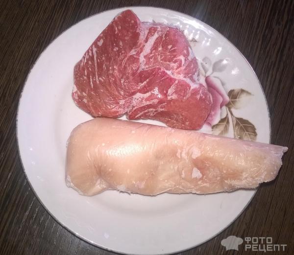 Овощное пюре с мясным ассорти фото