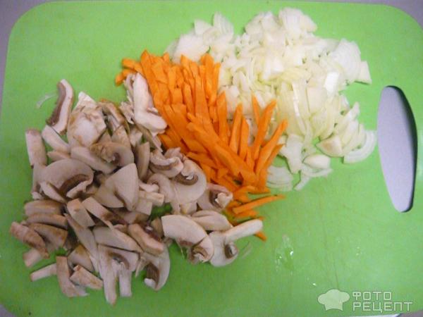 А-ля паста с овощами и грибами, постная фото