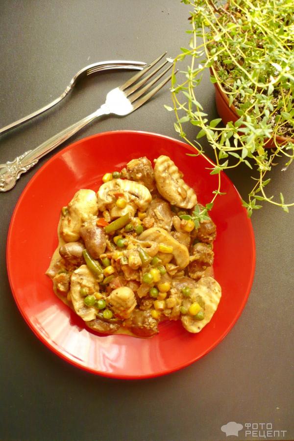 Куриные сердечки с грибами в сливках – пошаговый рецепт приготовления с фото