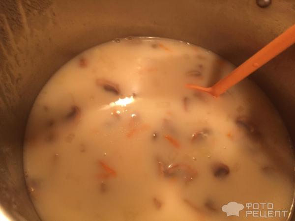Суп со свежими шампиноьонами и плавленным сыром фото
