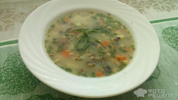 Грибной суп на бульоне с салом фото